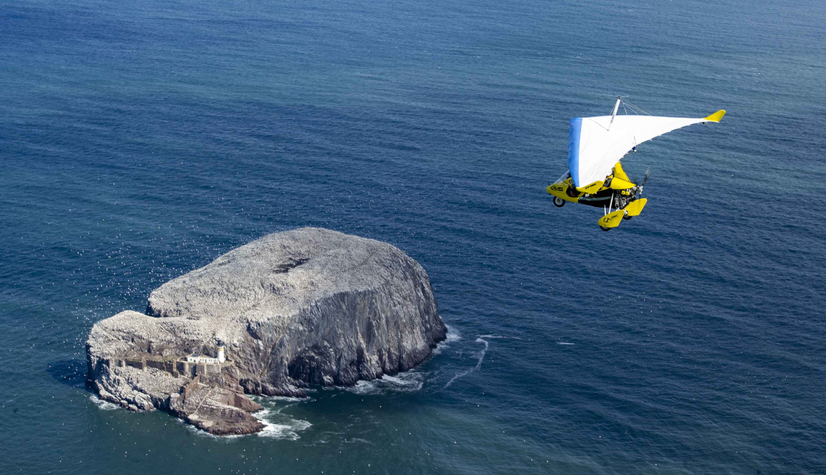 Trial flight over the Bass Rock